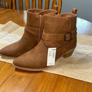 Maurices Brown Buckle Ankle Booties